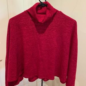 Maroon turtleneck poncho top